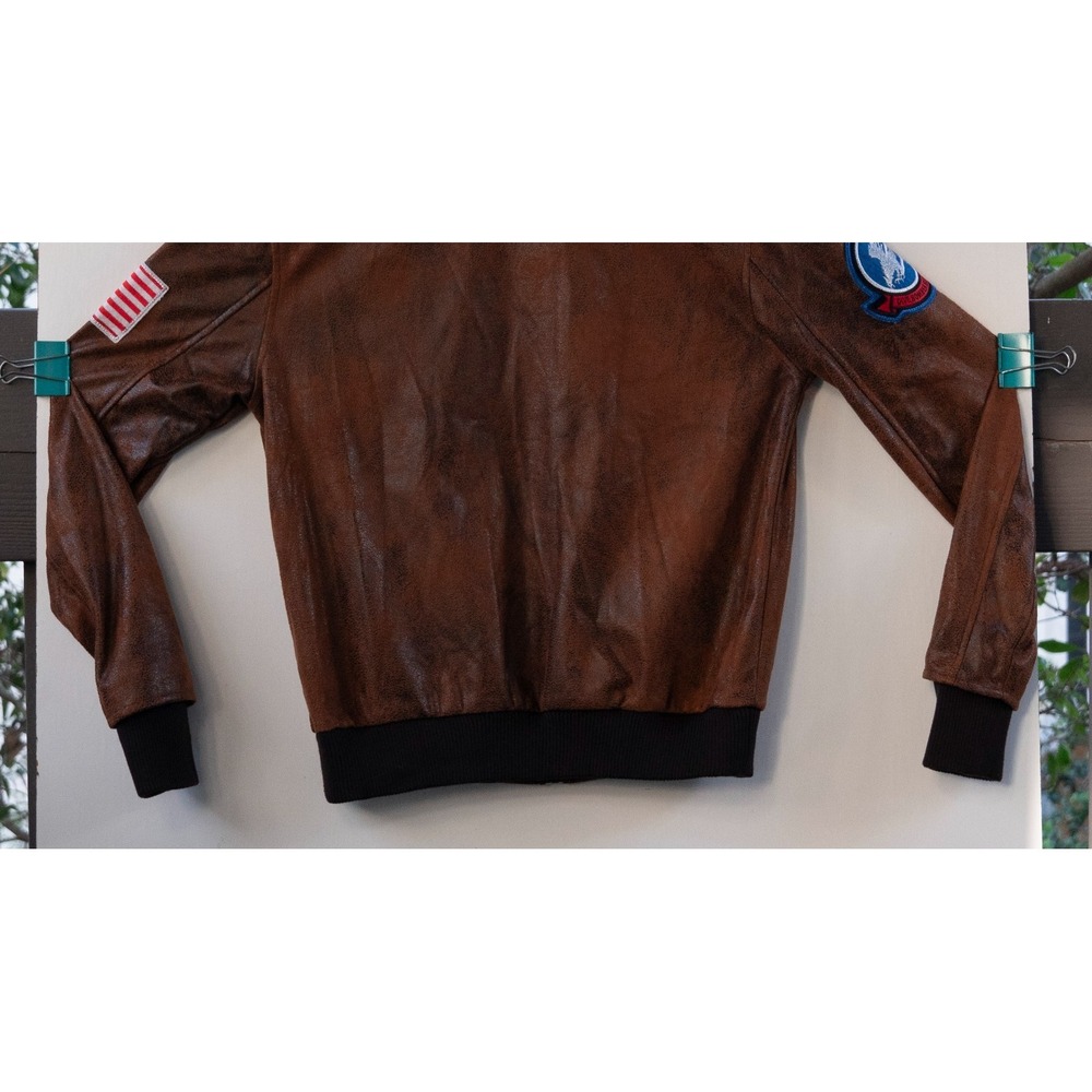 Top Gun Maverick Jacket Men's Small Spirit Halloween Costume Faux Leather Bomber - Picture 9 of 9